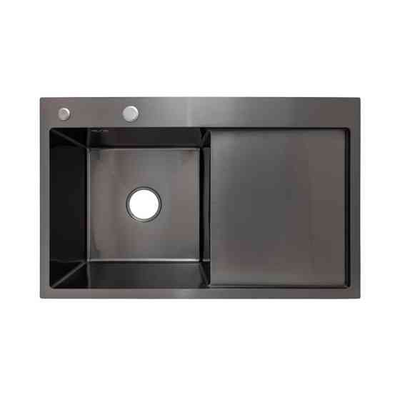 Мойка для кухни с нержавеющей стали интегрированная Lidz Handmade H7849BR Brushed Black PVD (3/1мм) черная Киев