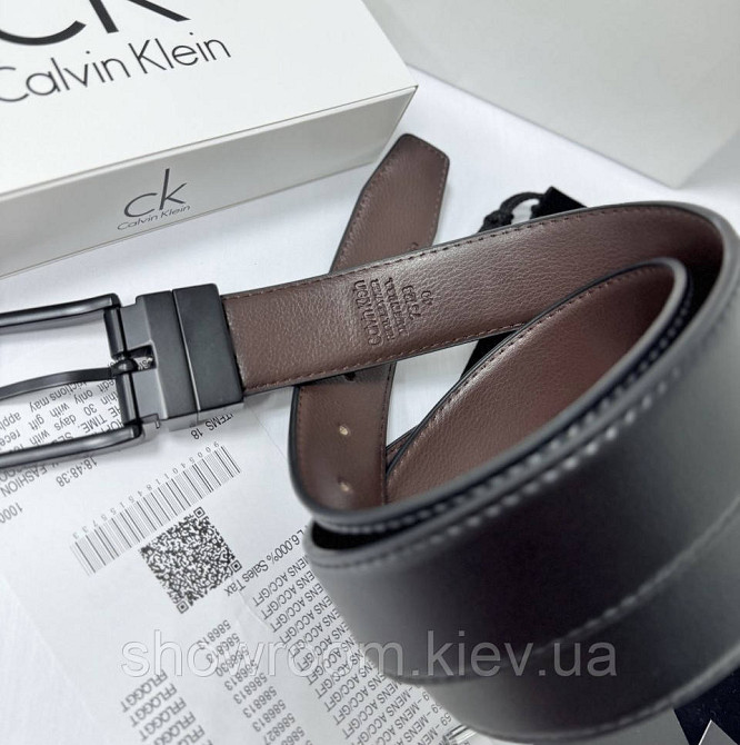 Двосторонній шкіряний ремінь у подарунковій упаковці (452) чорний/коричневий Київ - фото 5