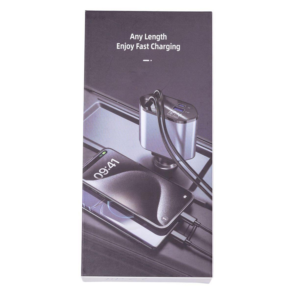 Автомобильное зарядное устройство с выдвижными кабелями и портами USB-A/USB-C HP-C1 Киев - изображение 6