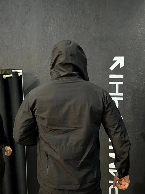 Куртка чорна чоловіча літня з капюшоном, пряма, з кишенями, для туристів, військових та силових структур Львів - фото 9