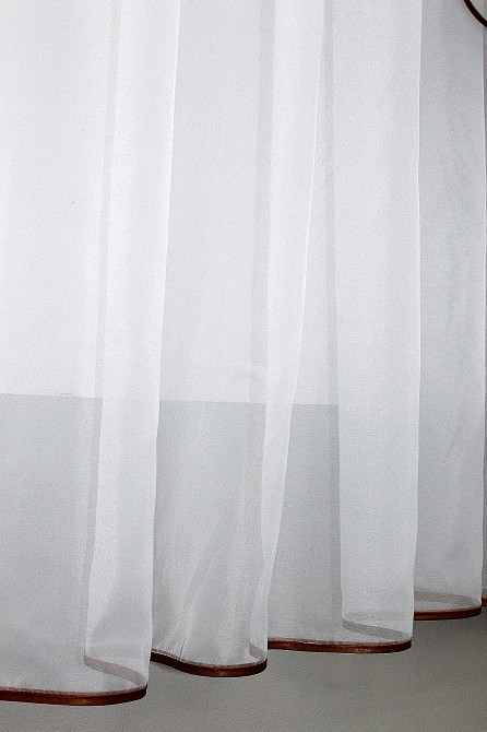 Кухонний комплект VR-Textil № 038к шторки і тюль коричневий з білим 280х170 см (50-325) Київ - фото 5