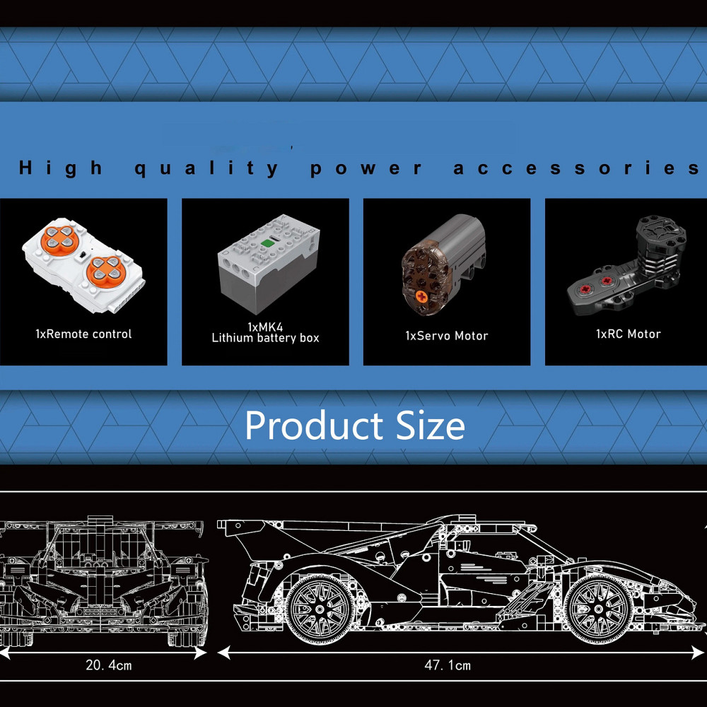 Конструктор Спортивний автомобіль на дистанційному управлінні на 1669 деталей, синя Кам'янець-Подільський - фото 4