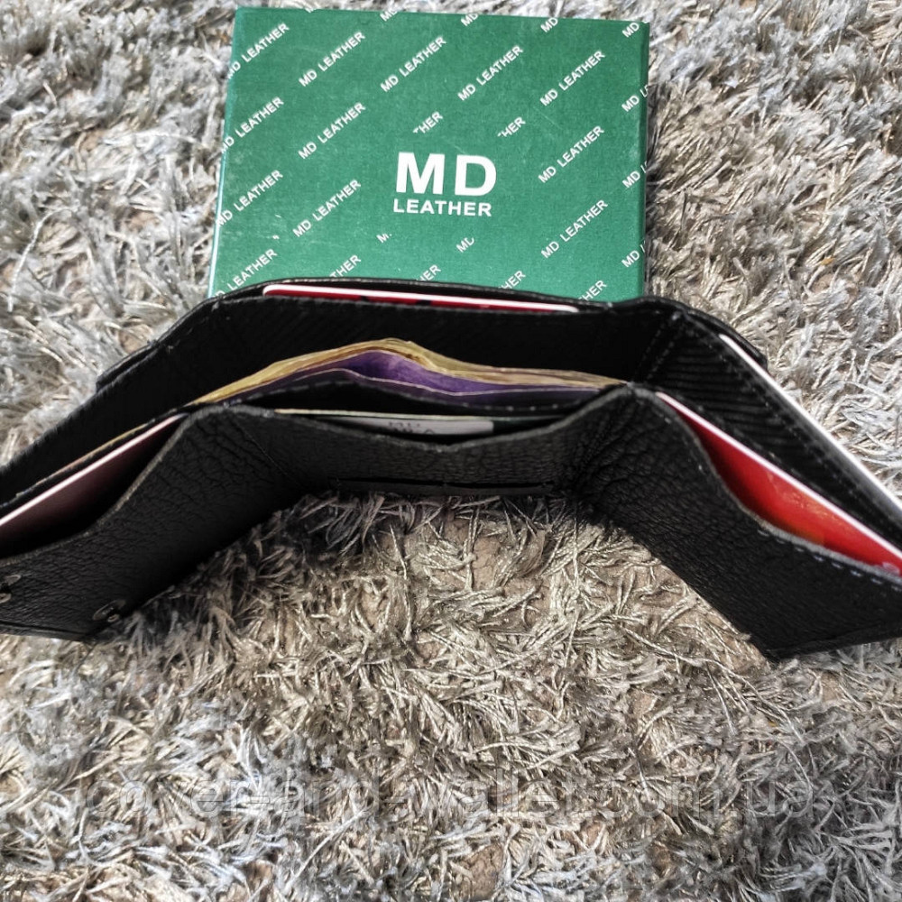 Черный мужской маленький бумажник из натуральной кожи MD 610 Киев - изображение 3