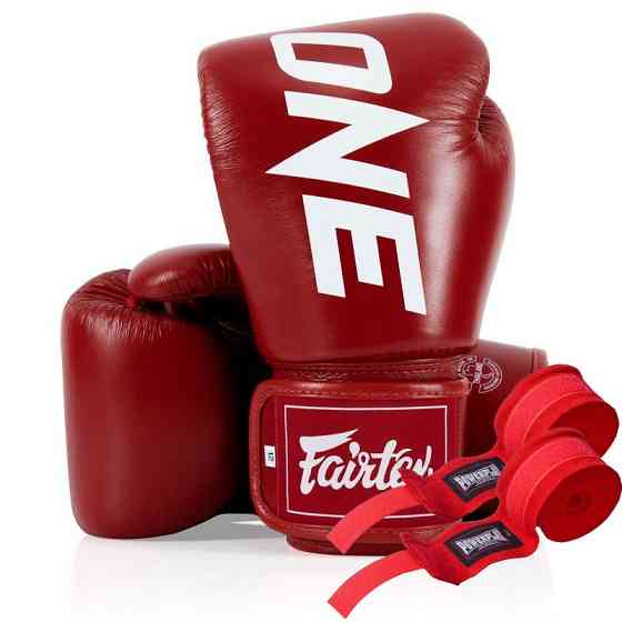 Боксерські рукавиці Fairtex BGV1-ONE (натуральна шкіра) Red 14 унцій (бинти в комплекті) Кам'янське