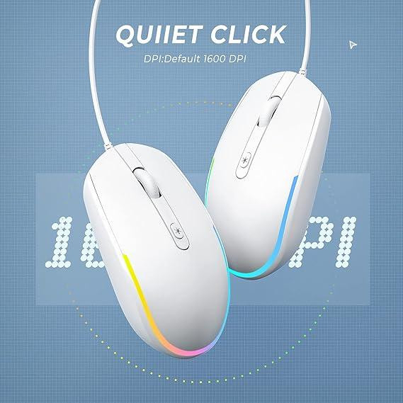 Дротова миша seenda - USB-комп'ютерна миша з RGB-підсвічуванням, оптична світлодіодна миша з підключеним USB-кабелем для ноутбуків Київ - фото 7