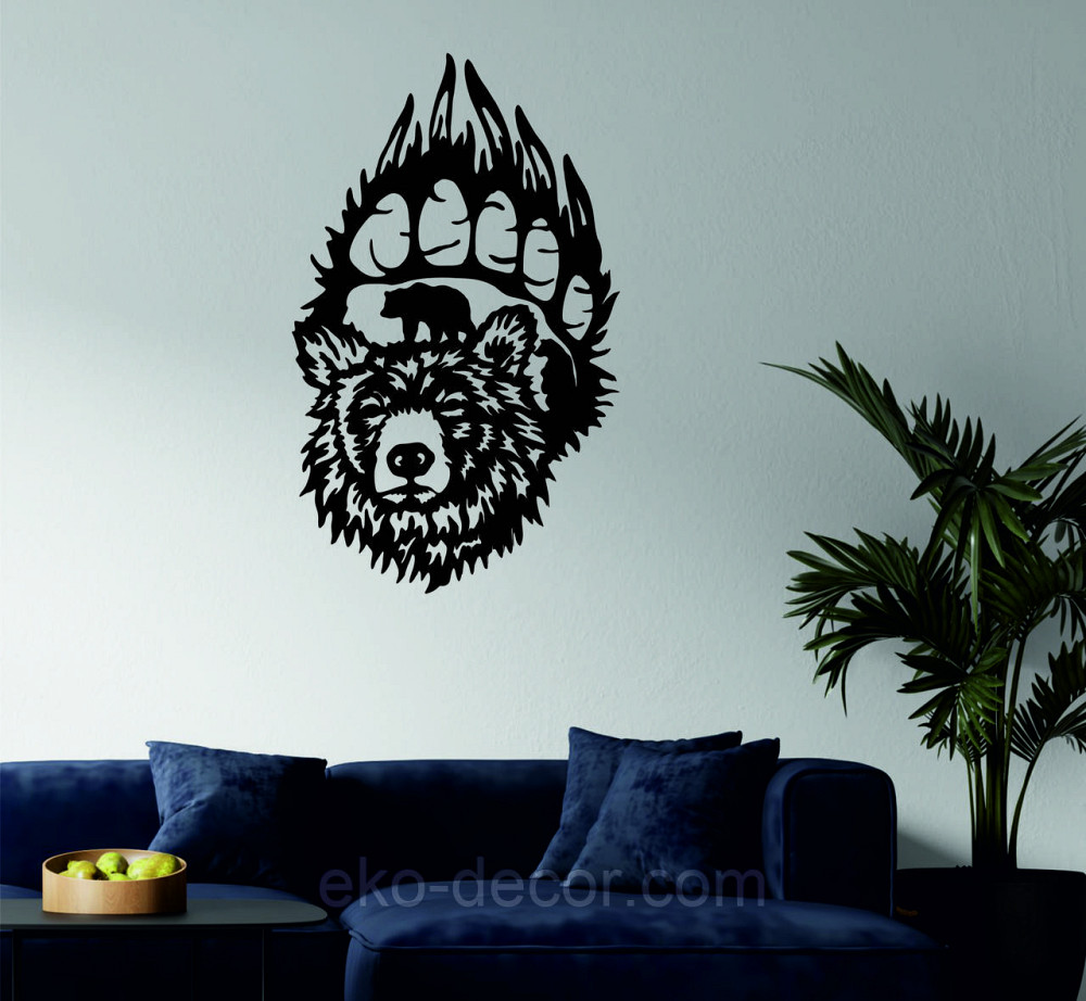 Настінне Панно «Ведмідь», Декор на стіну 90*54 см, Чорний Київ - фото 2