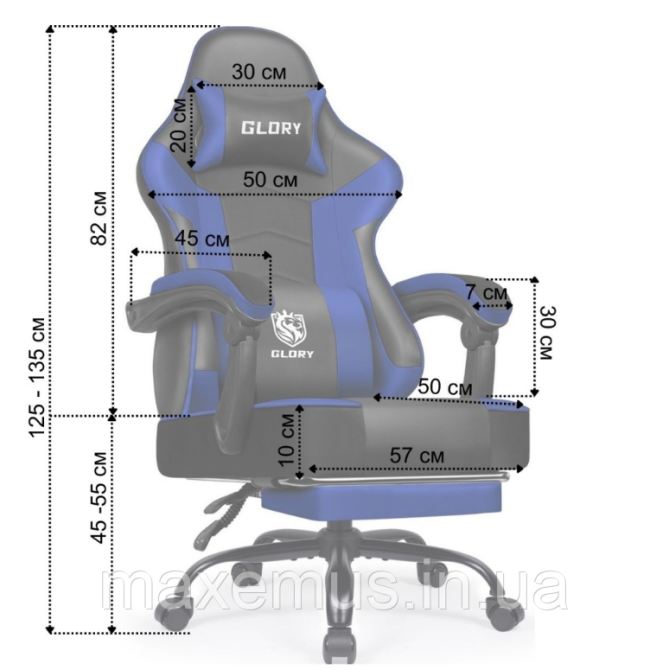 Компьютерное кресло для геймера с подставкой для ног Bonro Glory DC 203 кресло геймерское синее Мостиска - изображение 2