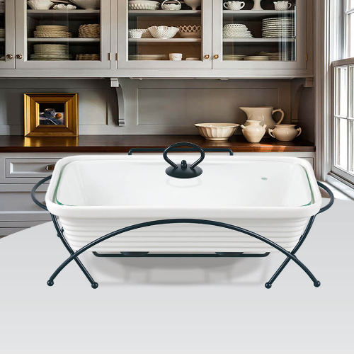 Марміт прямокутний 1,2л 28,75см кераміка скляна кришка + метал.підставка MR-11262-73 Maestro Житомир - фото 3