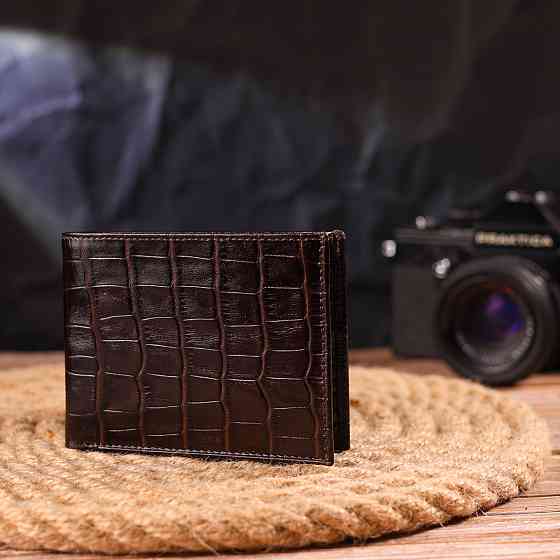 Невелике чоловіче портмоне з натуральної фактурної шкіри Коричневе (CANPELLINI) Київ