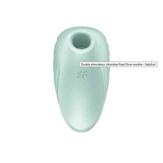 Вакуумний кліторальний стимулятор із вібрацією Satisfyer Pearl Diver Mint Sex Aura Київ