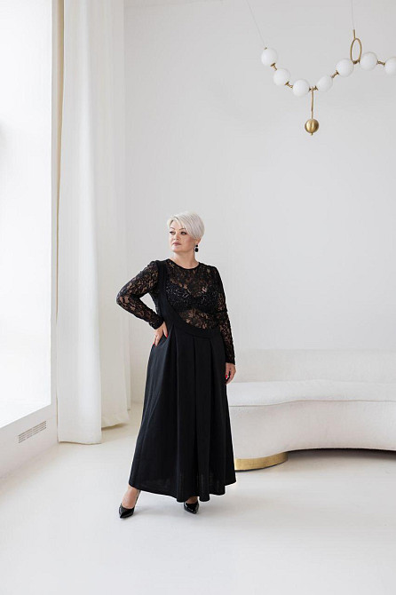 Жіночий стильний комплект: лонгслів і плаття батал трикотаж + гіпюр 52/54 Одеса - фото 2