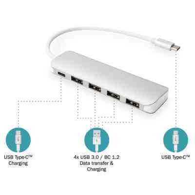 Концентратор Digitus USB Type-C, 4xUSB 3.0 (DA-70242-1) Винница
