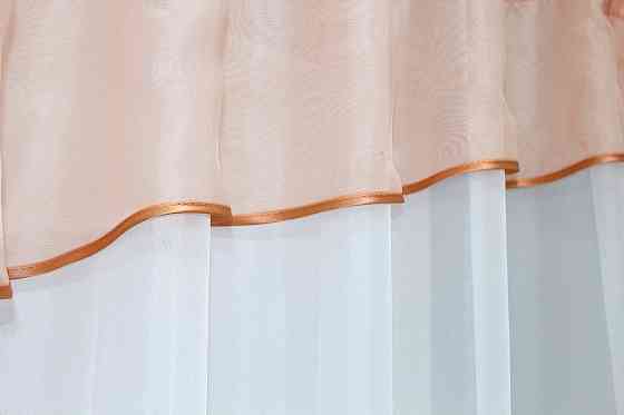 Кухонная занавеска VR-Textil № 047к персиковый с белым 280х170 см (50-276) Киев