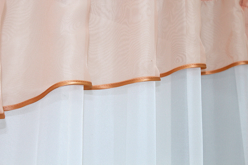 Кухонная занавеска VR-Textil № 047к персиковый с белым 280х170 см (50-276) Киев - изображение 3