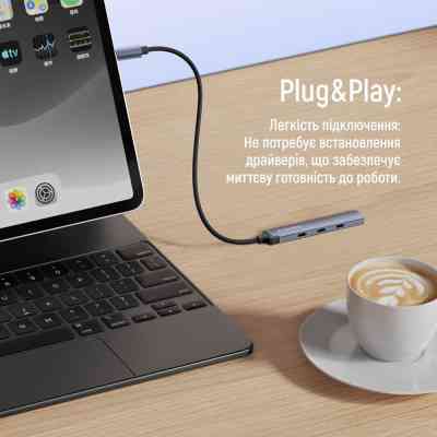 Концентратор ColorWay USB-C 4-in-1 USB-C2.0х3/USB3.0 (CW-HUB07) Вінниця