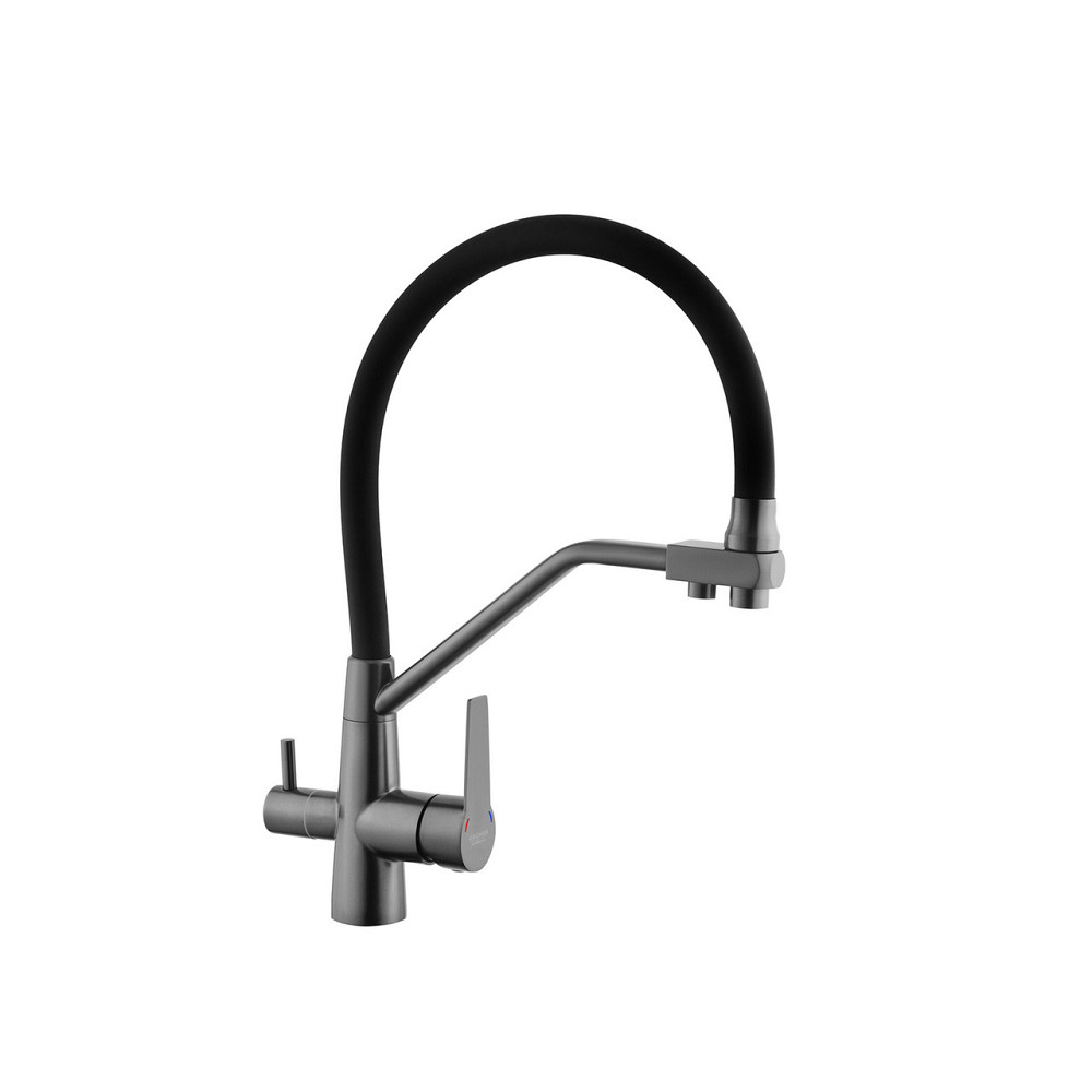 Смеситель для кухни с подключением к фильтру Kroner KRP Edelstahl Klassisch - PVD03817BLK черный/графит Киев - изображение 1