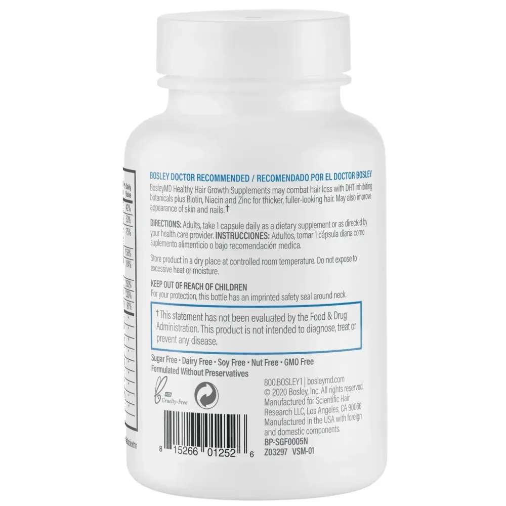 Дієтична добавка для росту здорового волосся у чоловіків BOSLEY, 60 капсул Дніпро - фото 2