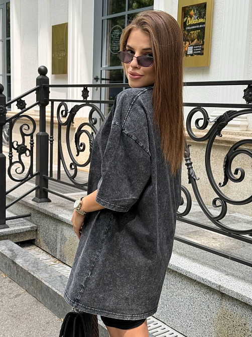 Велосипедки та футболка варенка тай дай оверсайз Чорний M-L Харків - фото 6