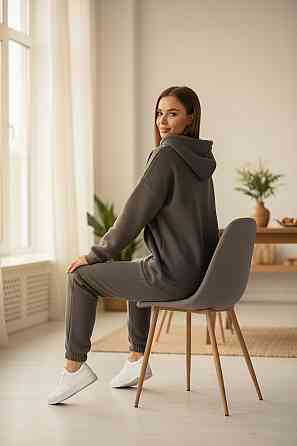 Жіночий спортивний теплий костюм на флісі батал Сірий р 2XL/3XL Харків