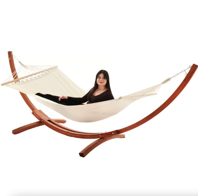 Гамак с прочным каркасом раскладной для сада и дачи мобильный комплект для релакса Di Volio Trevia кремовый Киев - изображение 7