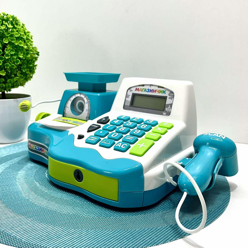 Дитячий ігровий касовий апарат Limo Toy із продуктами вагами грішми Блакитний (7162-2 UA) Чернигов - изображение 7