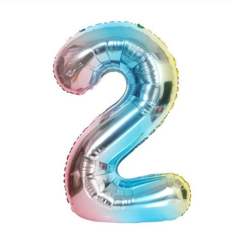 Шарик цифра 2 фольгированная 32 дюйма разноцветный Киев - изображение 1
