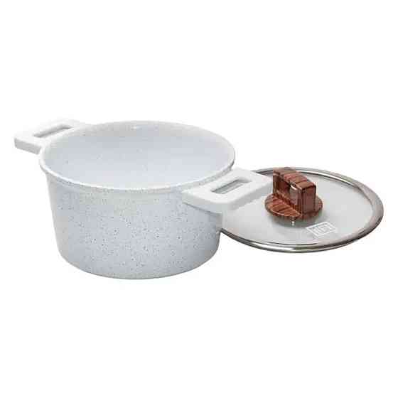 Кастрюля алюминиевая 3 л с антипригарным покрытием белая Киев