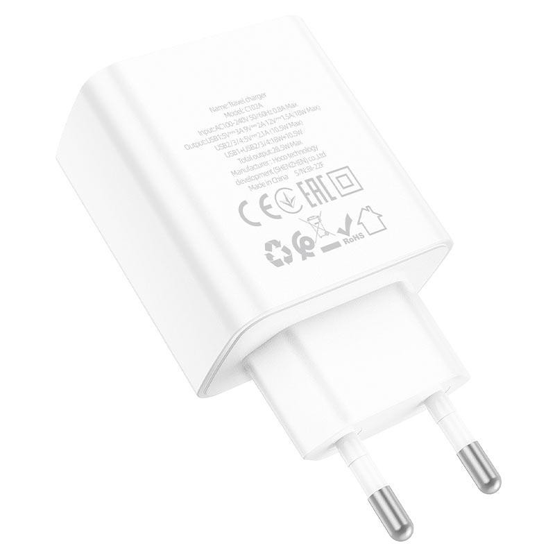 Мережевий зарядний пристрій HOCO C102A Fuerza QC3.0 four-port charger 18W White Київ - фото 4