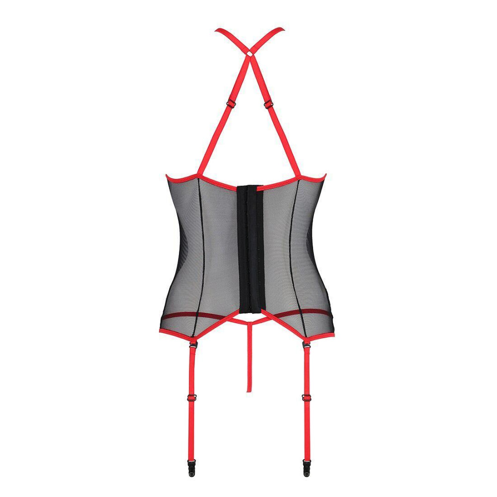 Корсет з пажами Passion SATARA CORSET L/XL red, стрінги, мереживо, застібки спереду та ззаду Sex Aura Київ - фото 4