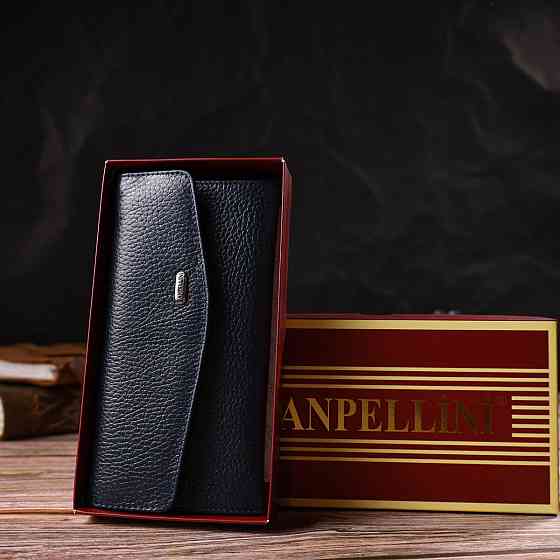 Зручне жіноче портмоне з натуральної шкіри флотар CANPELLINI 21702 Синє Київ