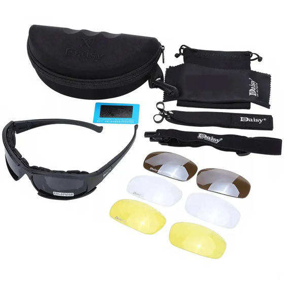 Окуляри тактичні з поляризацією Daisy Х7 4 змінні лінзи + чохол (Чорний) Вінниця