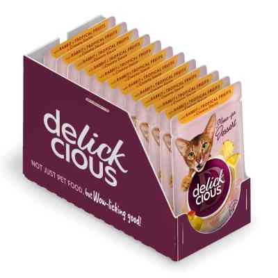 Влажный корм для кошек Delickcious Хлопья с уткой и лесными ягодами в сливочном соусе 80 г (4820269141834) Винница