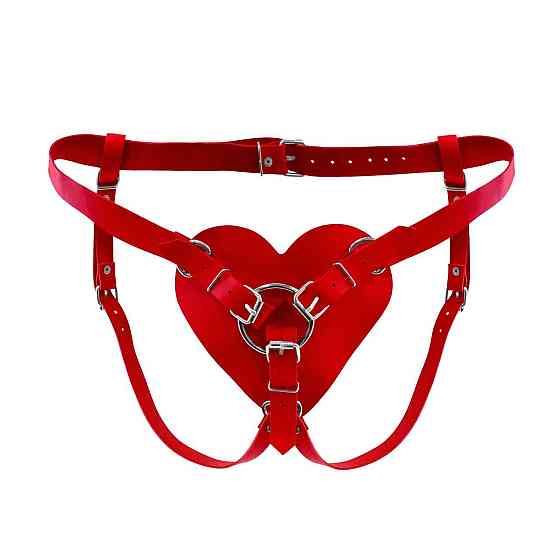 Трусики Серце для страпону з натуральної шкіри Feral Feelings - Hearts Strap-on Belt Red Sex Aura Київ