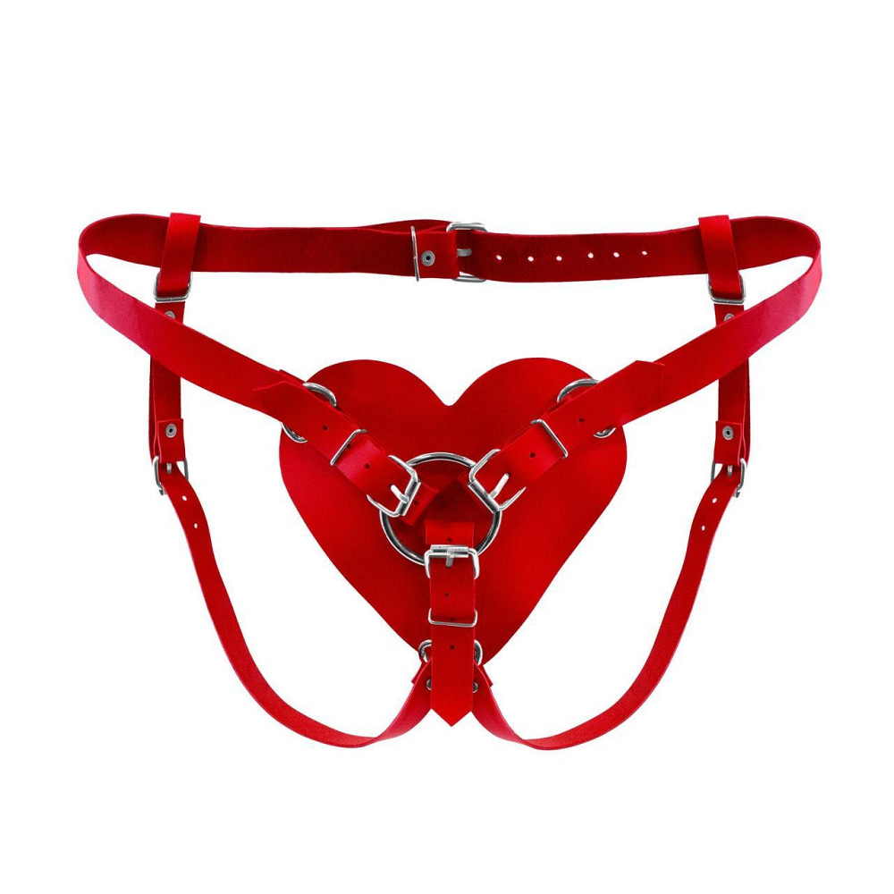 Трусики Серце для страпону з натуральної шкіри Feral Feelings - Hearts Strap-on Belt Red Sex Aura Київ - фото 1