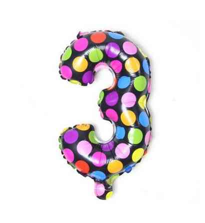 Кулька цифра 3 у горошок 16 дюймів різнобарвний Київ