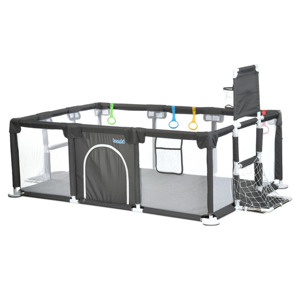 Дитячий манеж MR 1338-G, сірий, з баскетбольним кільцем Вінниця - фото 1