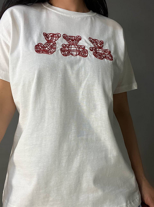 Футболка женская Pepper&mint BX24-68 с вышивкой медвежата белая, белый, M Киев - изображение 18