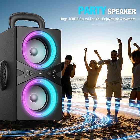 TPBEAT Bluetooth колонка, 80 Вт, мощный бас, LED, 100 дБ, стереозвук, 18 часов, TWS, для вечеринок и Киев