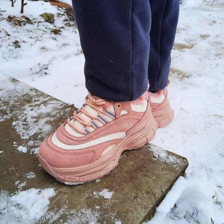 -Женський зимовий Рожевий Кросівки з МЕХОМ на Високому Підошві Мокасини (розміри: 37,38,39) — 11-3 Дніпро - фото 8