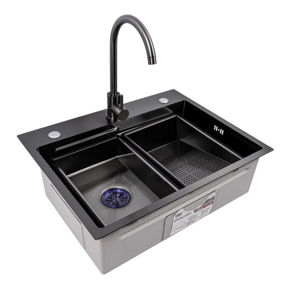CM 64*50B Кухонна мийка PVD чорна (Work station) Valeso Handmade Коломыя - изображение 3