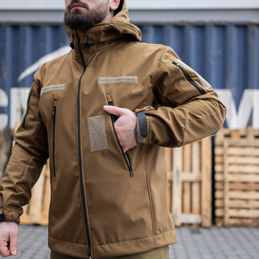 Тактична чоловіча демісезонна куртка Soft Shell койот, військова куртка софт шелл з підкладкою Львів - фото 6