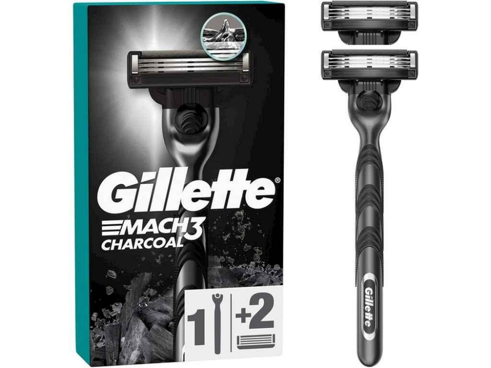 Станок для бритья 1шт Mach3 Charcoal с 2 сменными картриджами ТМ GILLETTE Киев - изображение 1
