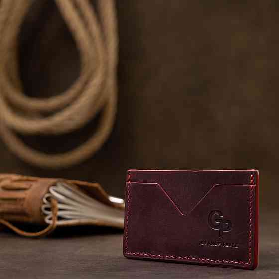 Кожаный женский картхолдер Бордовый (GRANDE PELLE) Киев