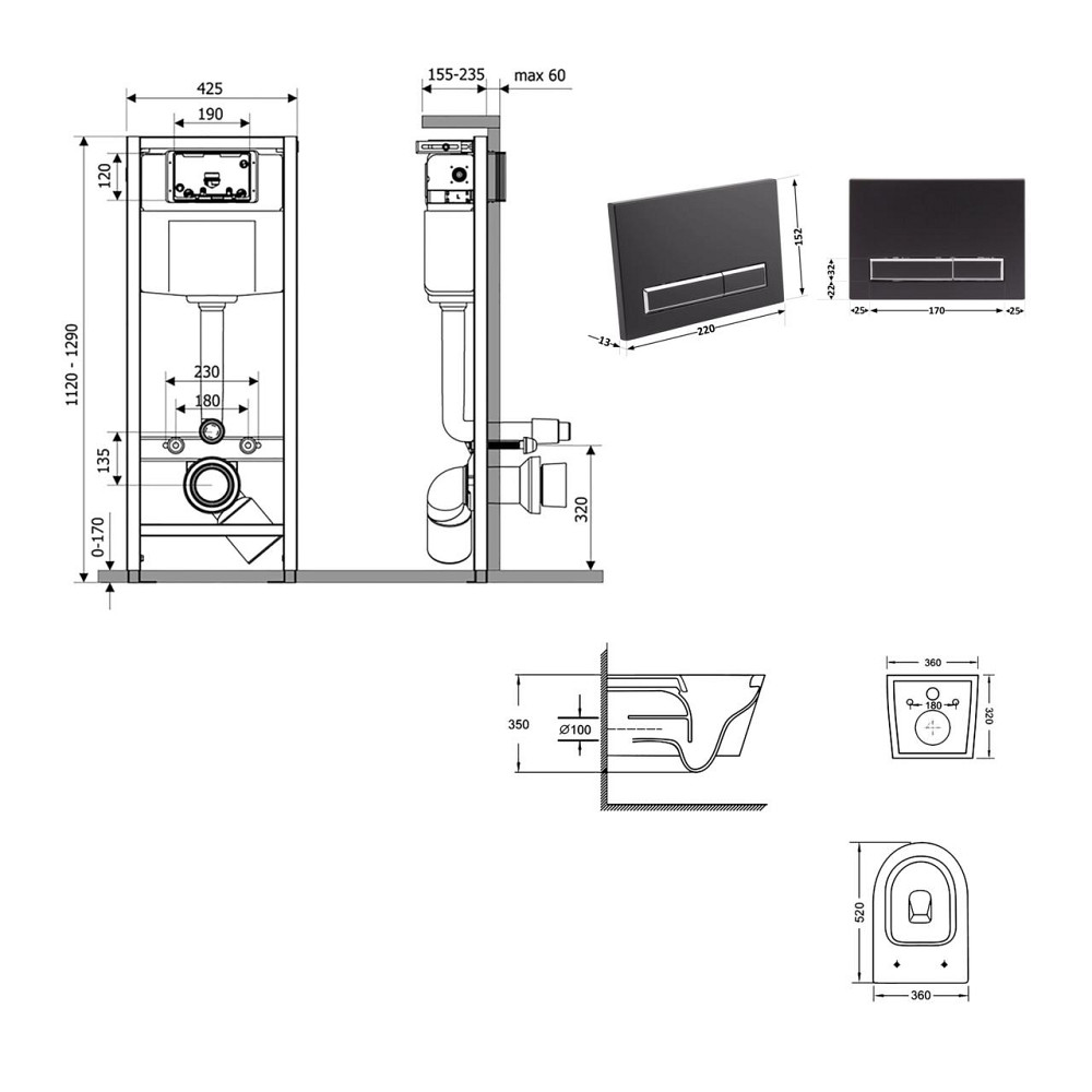 Готове рішення Qtap для ванної кімнати: підвісний унітаз Swan Ultra Quiet 520×360×320 + комплект інсталяції Nest 4 в 1 (лінійна Київ - фото 10