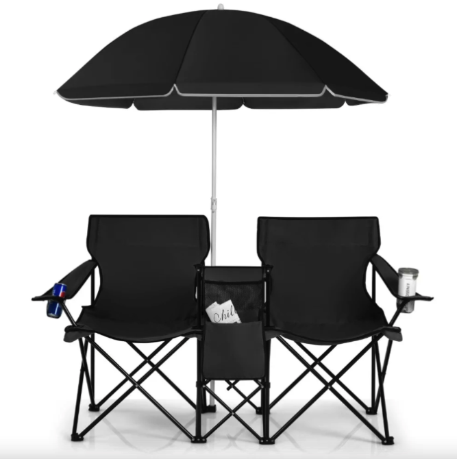 Комплект розкладних стільців Costway Parma з парасолькою чорний Киев - изображение 4
