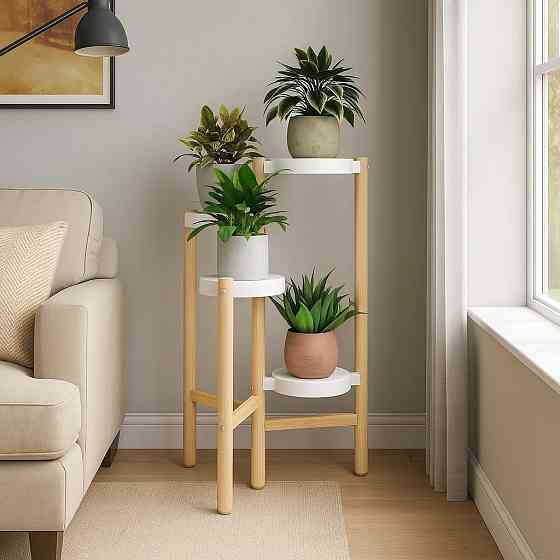 Стеллаж для цветов и растений стойка для горшков растений,цветов на 4 полки цвет под дерево Каменец-Подольский