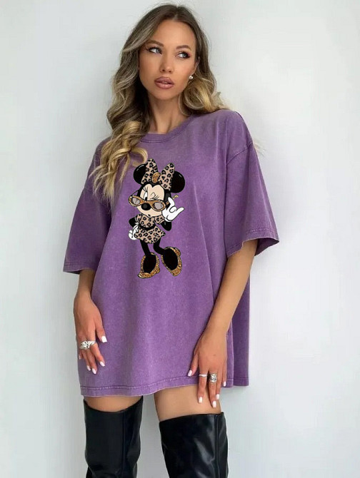 Футболка оверсайз винтаж с принтом Сиреневый Минни Харьков - изображение 1