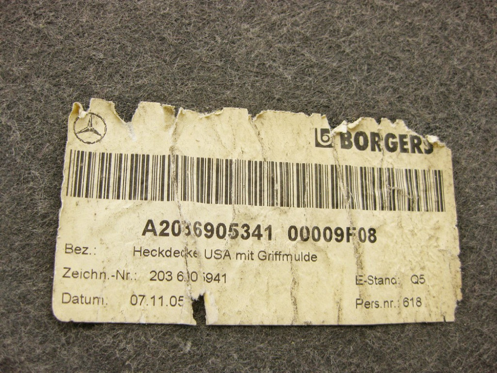 Mercedes-Benz  A2036905341 9F08 Обшивка кришки багажника чорна C-Class W203 Одеса - фото 11