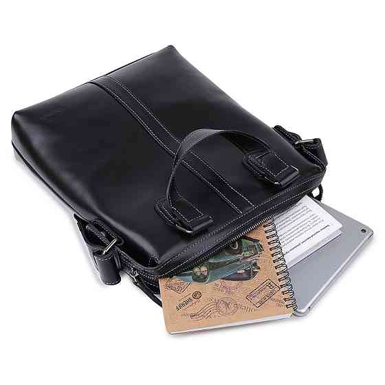 Шкіряна чоловіча сумка Shvigel 11287 Чорний Київ