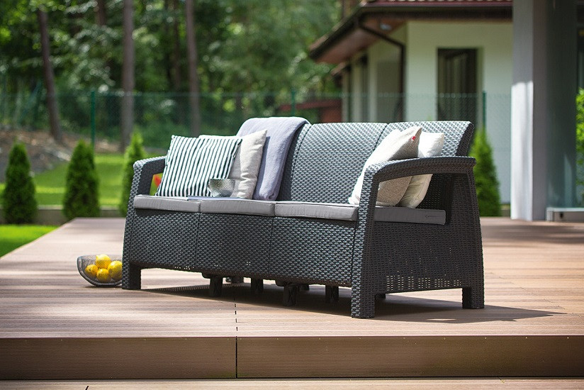 Софа садова пластикова Keter Corfu love seat max, сіра Київ - фото 1